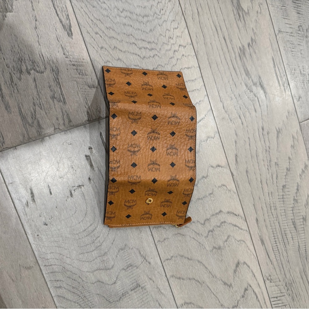 MCM Cognac Logo-Print Card Holder